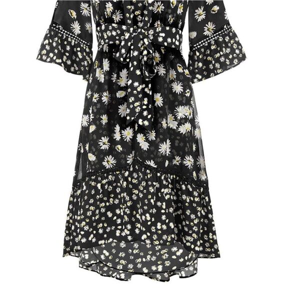 CAbi Daisy Print 2 Piece Dress/Topper/Duster Black & White M Limited-Edition - Picture 7 of 14
